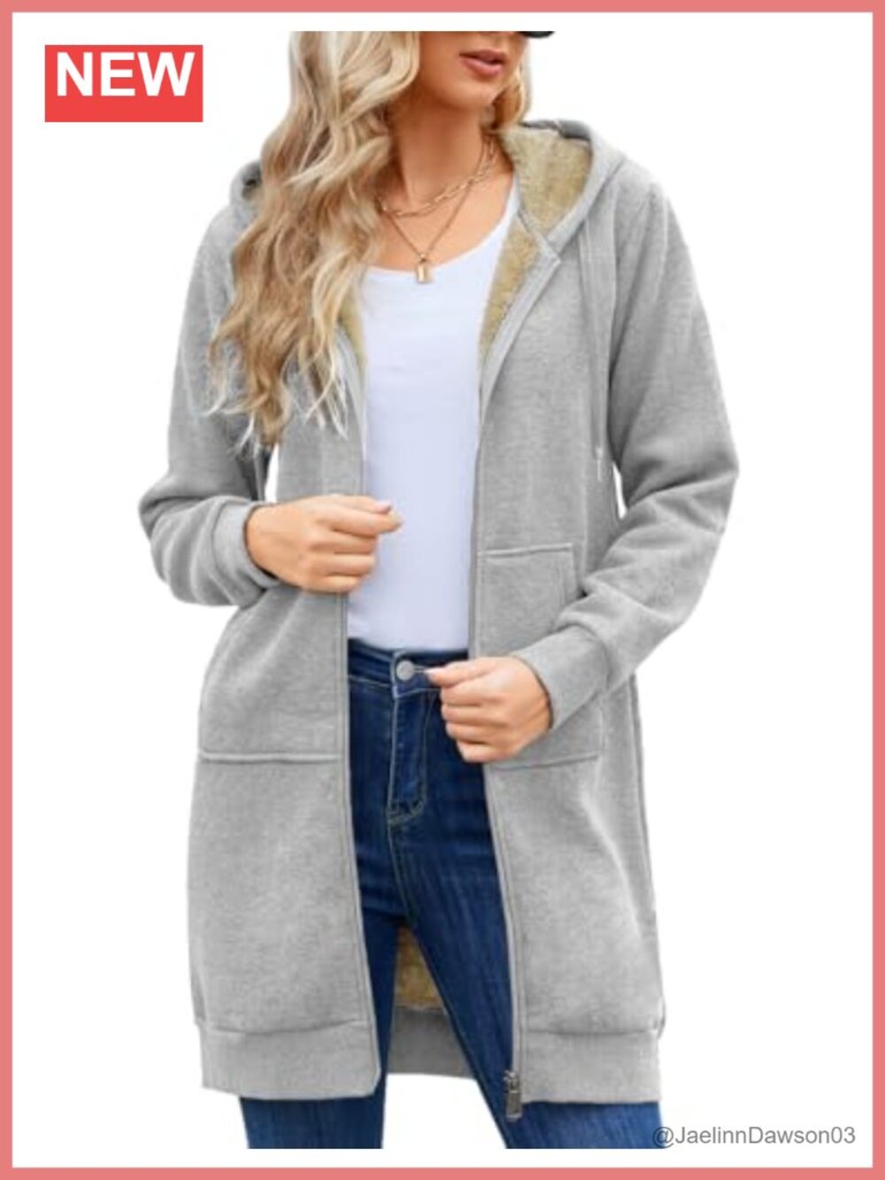 Sherpa Lined Zip Up Hoodie Long Tunic Sweatshirt Oversized Winter Coat
